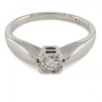 9ct White Gold Diamond 12pt Ring Size K